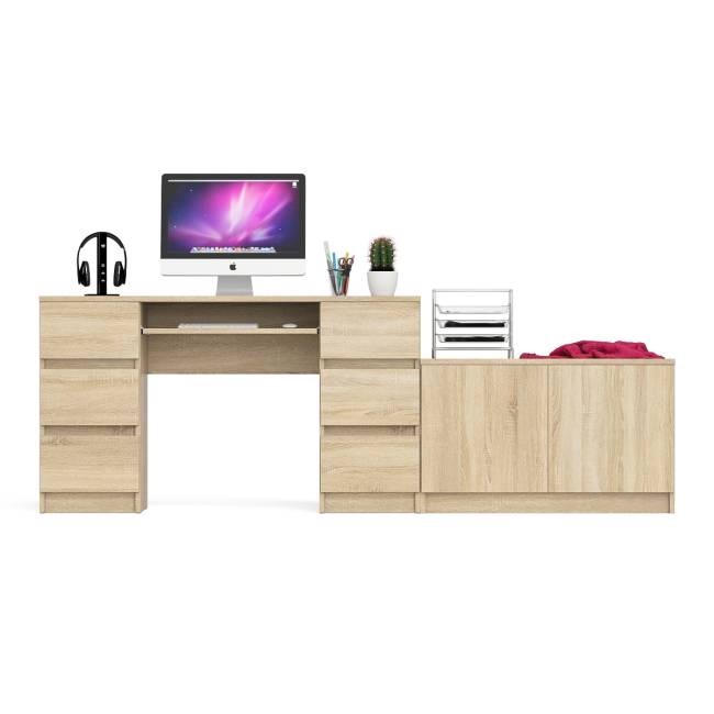 Двухтумбовый компьютерный стол Мори МС-2 с широкой тумбой на 900 цвет дуб сонома