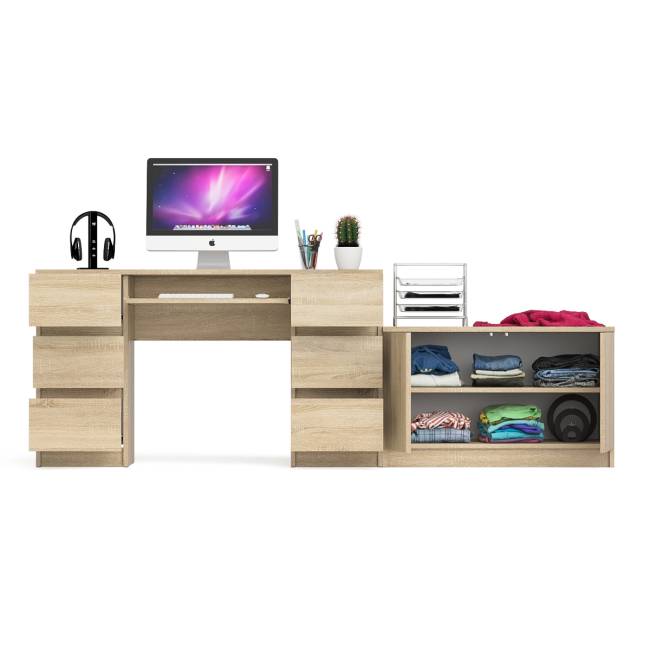 Двухтумбовый компьютерный стол Мори МС-2 с широкой тумбой на 900 цвет дуб сонома