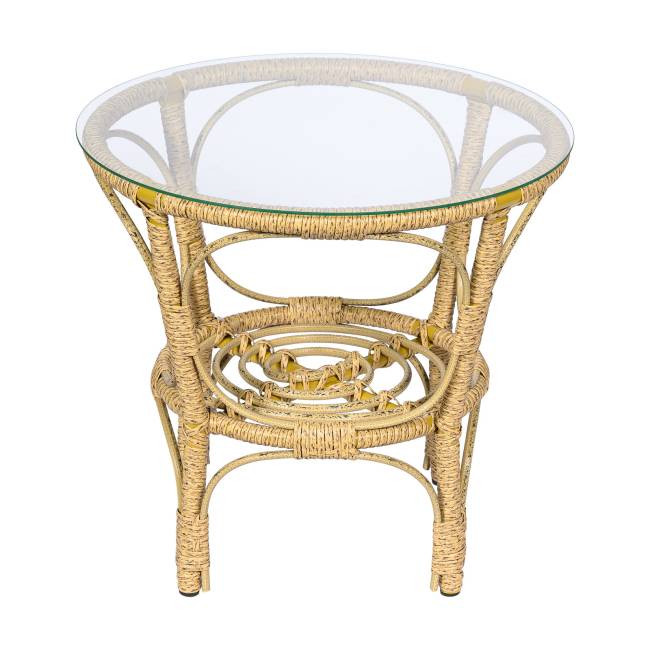 Комплект кофейный из искусственного ротанга Багама 3+1, светло-коричневый