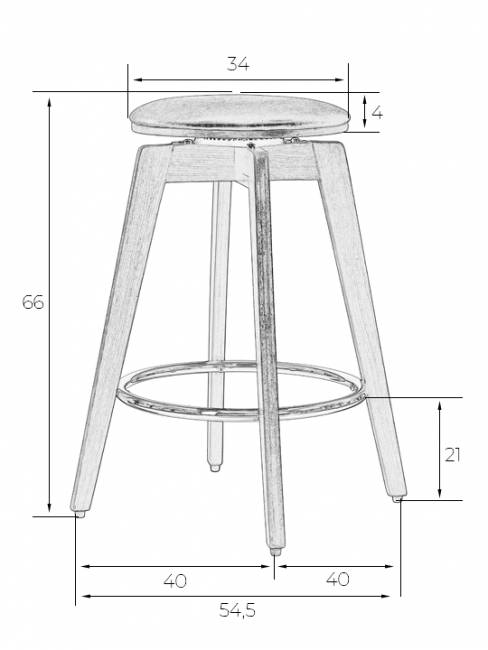 Табурет полубарный DOBRIN TOM'66, цвет черный глянец PU ABD 002