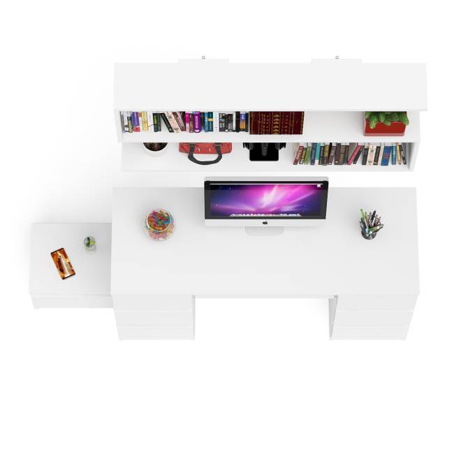 Двухтумбовый стол компьютерный Мори МС-2 с тумбочкой с ящиком и полкой на 1200 цвет белый