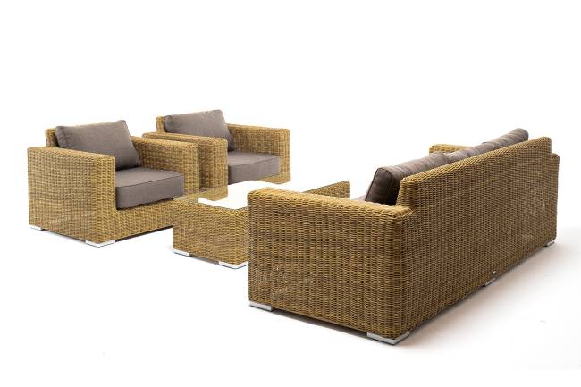 "Боно" лаунж-зона из искусственного ротанга, цвет соломенный "Боно" лаунж-зона из искусственного ротанга, цвет соломенный