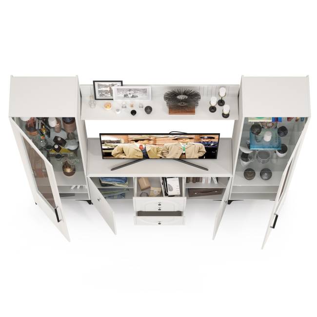 Стенка для аппаратуры Валенсия № 100 цвет белый шагрень Стенка для аппаратуры Валенсия № 100 цвет белый шагрень