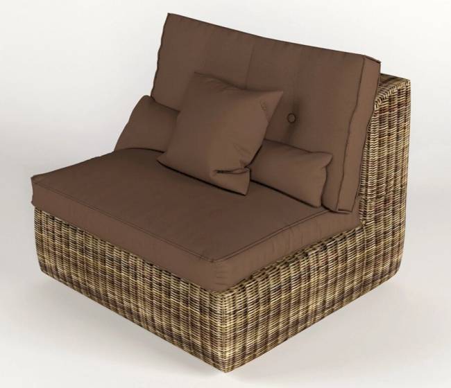 Диван модульный угловой "Сенатор", из искусственный ротанга, темно-светло-коричный
