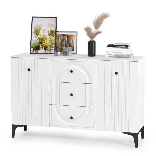 Стенка для гостиной широкая Валенсия № 103 цвет белый шагрень