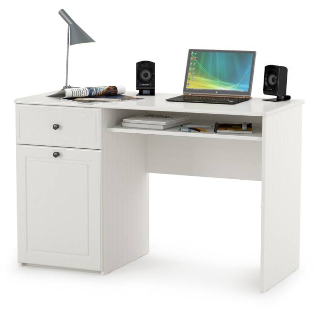 Два письменных стола Роуз цвет белый с тиснением поры дерева/ясень ваниль Два письменных стола Роуз цвет белый с тиснением поры дерева/ясень ваниль