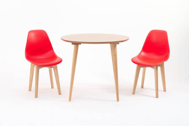 Стол Монте К 100 натур со стульями Сашш натур красный