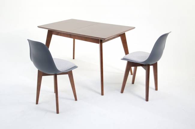 Стол Сканди 120 орех со стульями Сашш орех серый ГЛ Стол Сканди 120 орех со стульями Сашш орех серый ГЛ