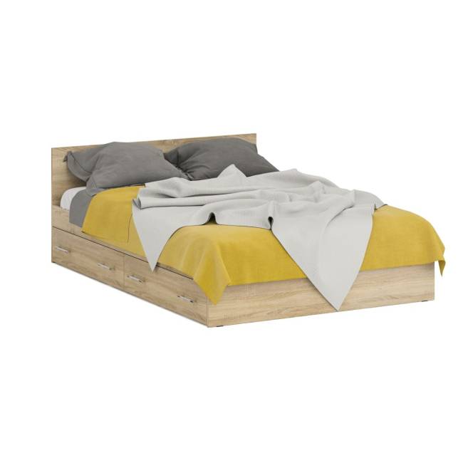 Двуспальная кровать с ящиками 1400 со шкафом для одежды 2-х створчатым Стандарт цвет дуб сонома Двуспальная кровать с ящиками 1400 со шкафом для одежды 2-х створчатым Стандарт цвет дуб сонома