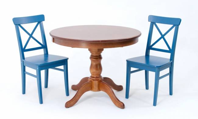 Обеденная группа Брамос К 100 орех со стульями Ингольф синий