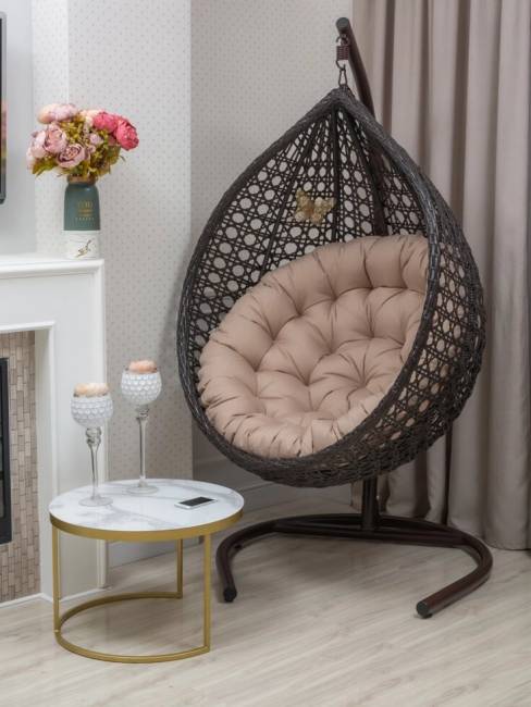 Подвесное кресло из искусственного ротанга "FRESCO-XL", коричневый