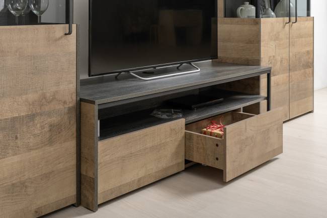 Мебель лофт с подсветкой для гостиной Трувор № 67 цвет дуб гранж песочный/интра