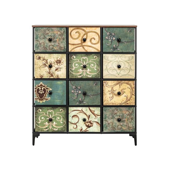 Комод Leset Лунет 12 ящ. Чёрный Мульти зеленый Комод Leset Лунет 12 ящ. Чёрный Мульти зеленый