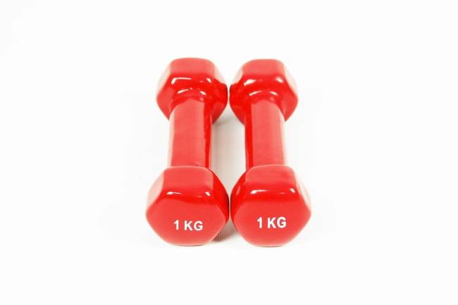 Гантель виниловая "ATLAS SPORT", 1 кг (красная) (1 ШТ)