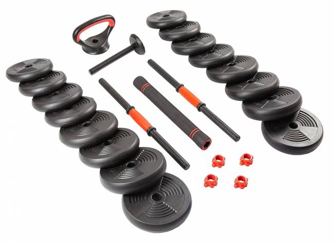 Набор гантелей со штангой и гирями 6 в 1 AMETIST 30 кг Набор гантелей со штангой и гирями 6 в 1 AMETIST 30 кг