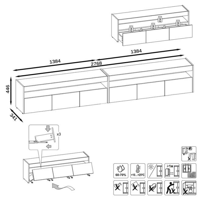 Две тумбы под ТВ 13.272 + 13.272 цвет дуб вотан/интра Две тумбы под ТВ 13.272 + 13.272 цвет дуб вотан/интра