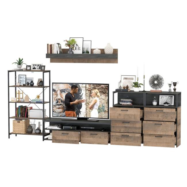 Индустриальная стенка для гостиной Трувор № 97 цвет дуб гранж песочный/интра