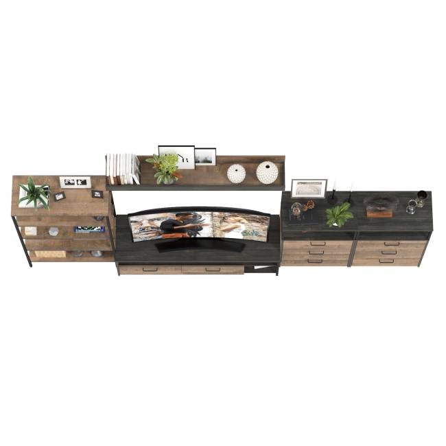 Индустриальная стенка для гостиной Трувор № 97 цвет дуб гранж песочный/интра