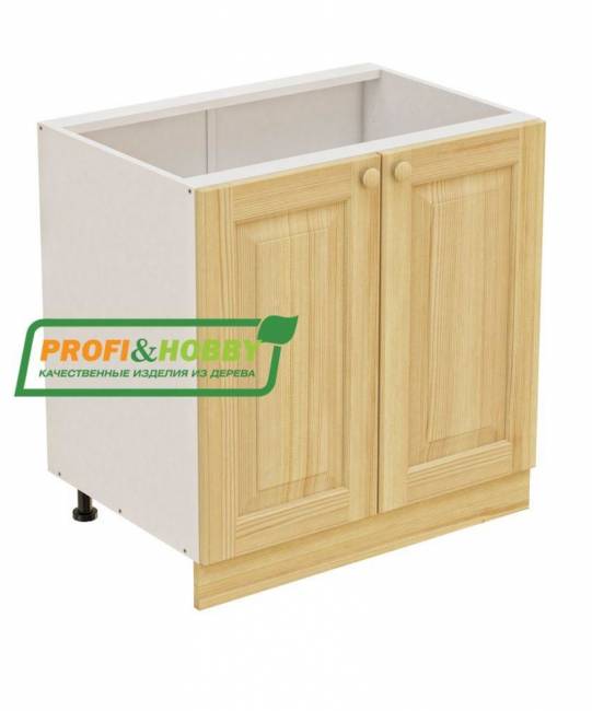 Тумба 2 двери 800х530х720 + фасад сосна бесцветный лак