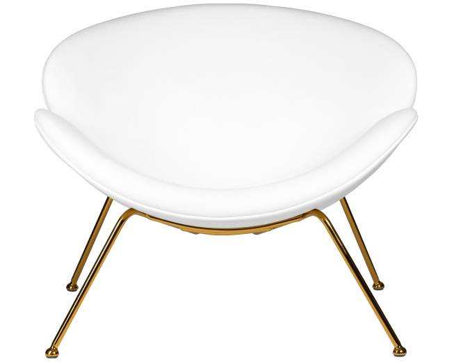 Кресло дизайнерское DOBRIN EMILY, белый винил YP17, золотое основание