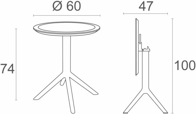 Стол пластиковый складной Sky Folding Table 60 белый 600х740 мм Стол пластиковый складной Sky Folding Table 60 белый 600х740 мм