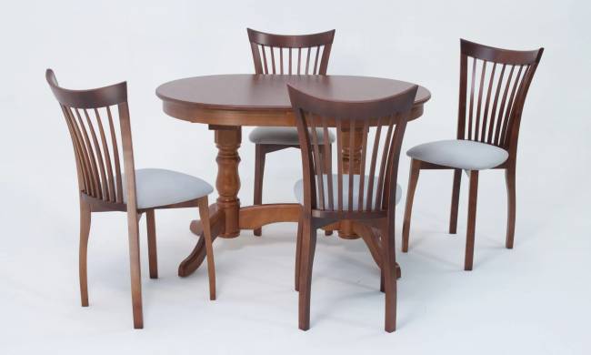 Обеденная группа стол Бизе со стульями Миранда,орех, серый Обеденная группа стол Бизе со стульями Миранда,орех, серый