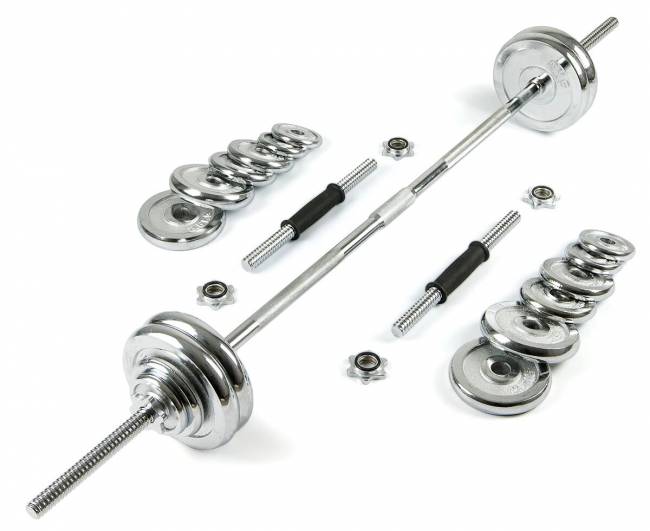 Набор хромированных гантелей и штанга "ATLAS SPORT", 50 кг в чемодане