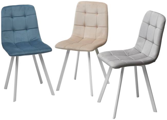 Стул РИЧИ, цвет H-06 Бежевый, велюр / белый каркас М-City