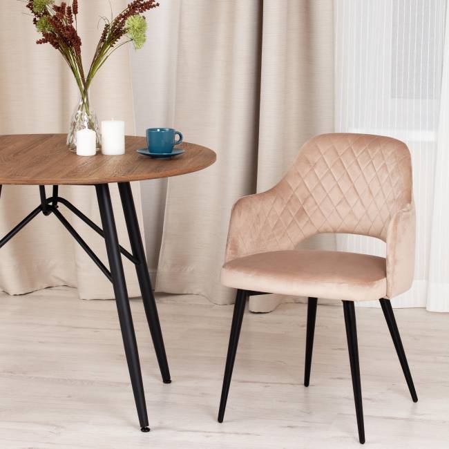 Кресло Valkyria/Валькириа (мод. 711) ткань/металл, 55х55х80см, бежевый бархат 5/черный (Комплект из 4 шт.) бежевый ткань/металл