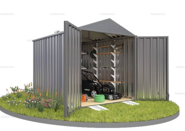 Хозблок SKOGGY секционный с двускатной крышей 3 х 2 м, цинковый Хозблок SKOGGY секционный с двускатной крышей 3 х 2 м, цинковый
