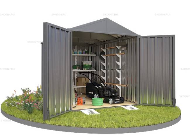 Хозблок SKOGGY секционный с двускатной крышей 3 х 2 м, цинковый Хозблок SKOGGY секционный с двускатной крышей 3 х 2 м, цинковый