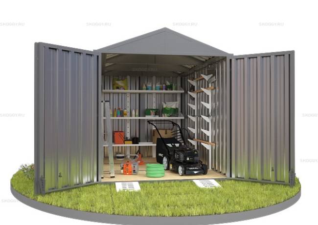 Хозблок SKOGGY секционный с двускатной крышей 3 х 2 м, цинковый Хозблок SKOGGY секционный с двускатной крышей 3 х 2 м, цинковый