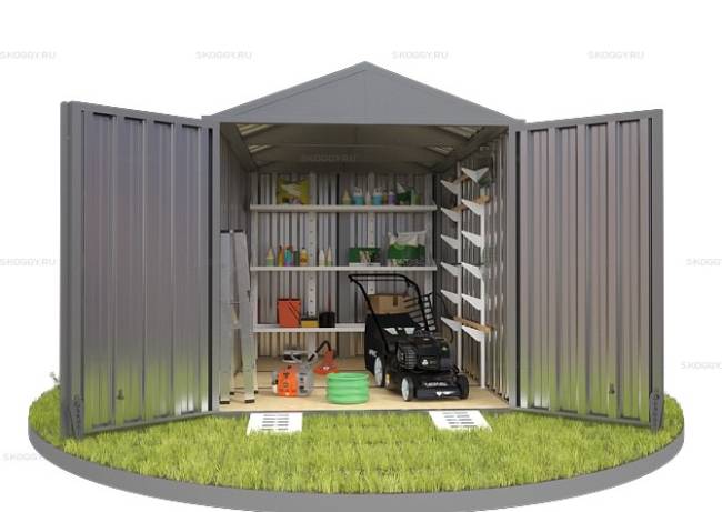 Хозблок SKOGGY секционный с двускатной крышей 3 х 2 м, цинковый Хозблок SKOGGY секционный с двускатной крышей 3 х 2 м, цинковый