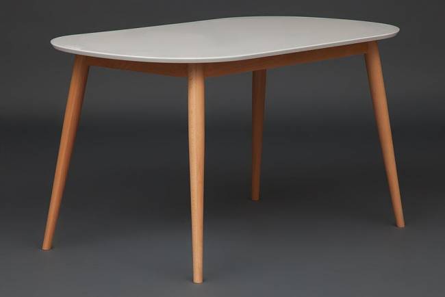 Стол обеденный MAX (Макс) основание бук, столешница мдф, 140 х 80 х 75см, Белый+Натуральный ( Бук) Белый+Натуральный ( Бук) основание бук, столешница мдф