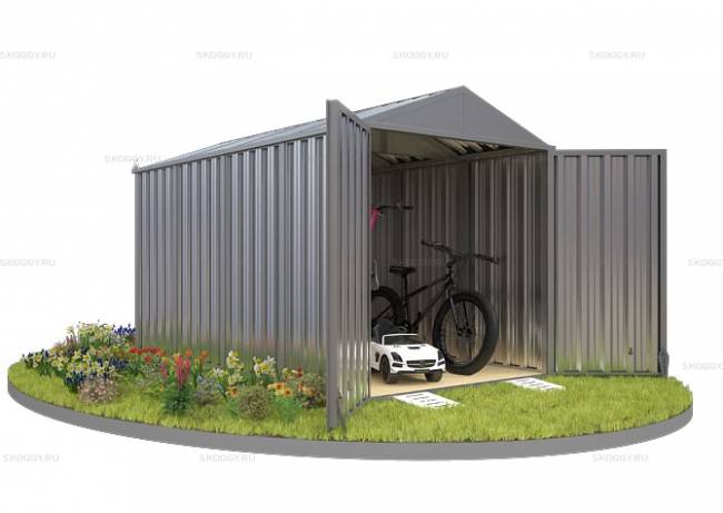 Хозблок SKOGGY секционный с двускатной крышей 4 х 2 м, цинковый Хозблок SKOGGY секционный с двускатной крышей 4 х 2 м, цинковый