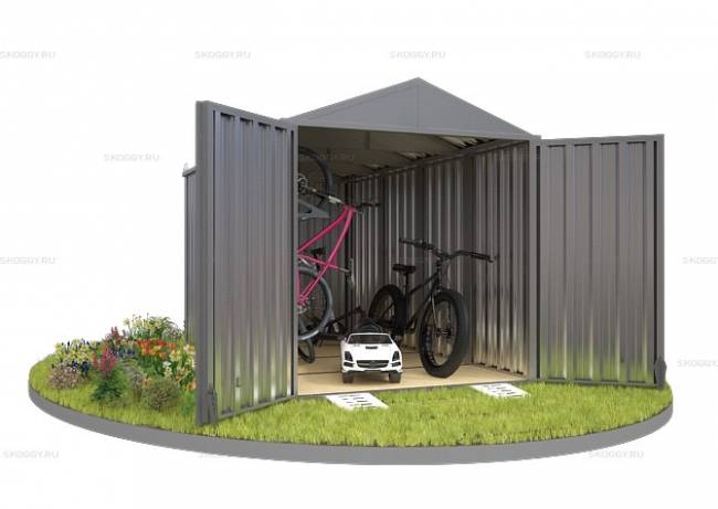 Хозблок SKOGGY секционный с двускатной крышей 4 х 2 м, цинковый Хозблок SKOGGY секционный с двускатной крышей 4 х 2 м, цинковый