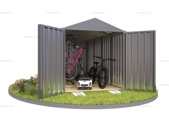 Хозблок SKOGGY секционный с двускатной крышей 4 х 2 м, цинковый Хозблок SKOGGY секционный с двускатной крышей 4 х 2 м, цинковый