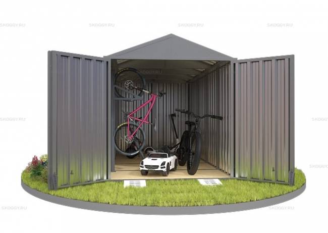 Хозблок SKOGGY секционный с двускатной крышей 4 х 2 м, цинковый Хозблок SKOGGY секционный с двускатной крышей 4 х 2 м, цинковый