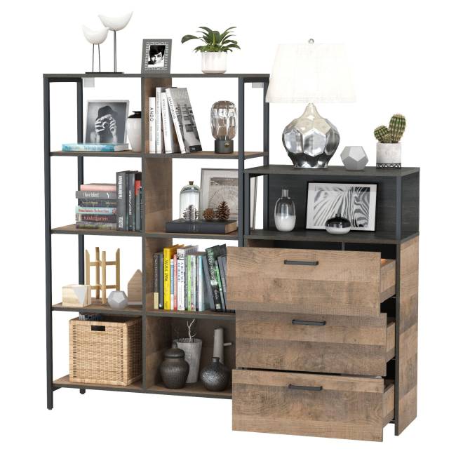 Стеллаж 13.151.02 с комодом с ящиками Трувор цвет дуб гранж песочный/интра