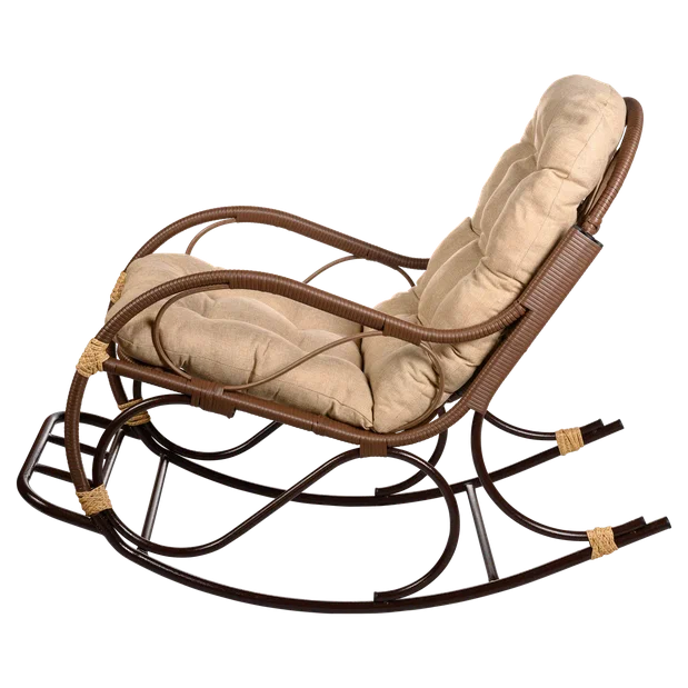 Кресло качалка с подножкой из искусственного ротанга, какао