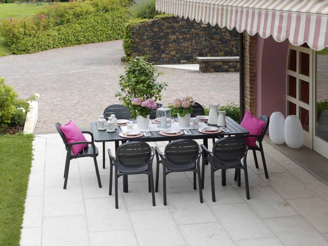 Стол пластиковый раздвижной Alloro 140 Extensible антрацит 1400-2100х1000х730 мм Стол пластиковый раздвижной Alloro 140 Extensible антрацит 1400-2100х1000х730 мм