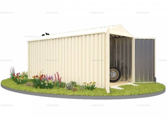 Хозблок SKOGGY секционный с двускатной крышей 5 х 2 м, слоновая кость