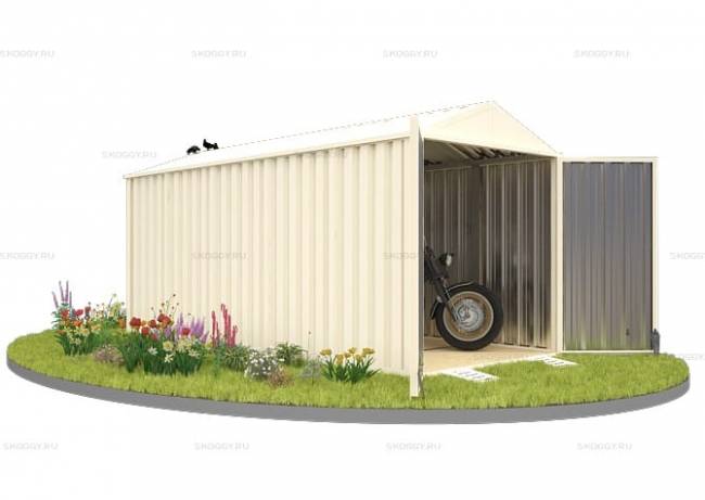 Хозблок SKOGGY секционный с двускатной крышей 5 х 2 м, слоновая кость