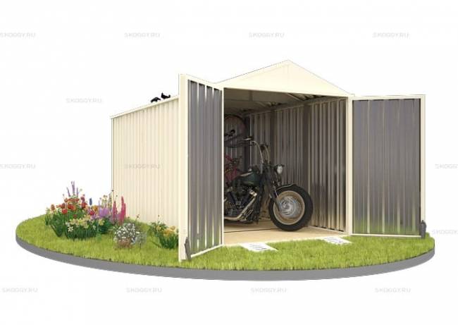 Хозблок SKOGGY секционный с двускатной крышей 5 х 2 м, слоновая кость