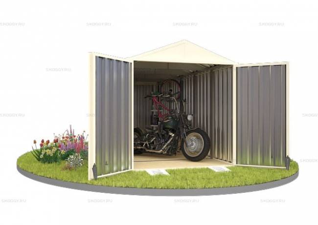 Хозблок SKOGGY секционный с двускатной крышей 5 х 2 м, слоновая кость