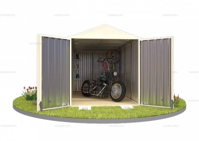 Хозблок SKOGGY секционный с двускатной крышей 5 х 2 м, слоновая кость